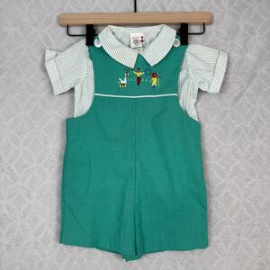 Vtg 80s Disney Winnie The Pooh Bobby Romper 3T Teal Stripe Embroidered Circus